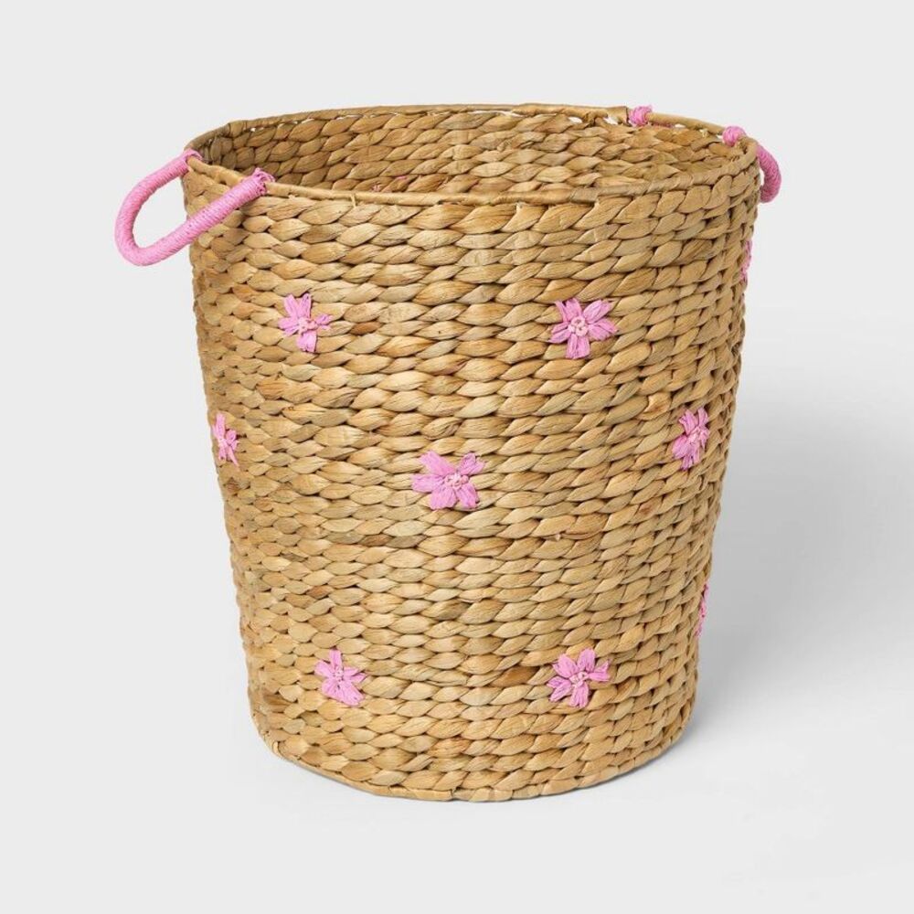 Pillowfort - Floral Kids' Natural Woven Floor Basket - Pillowfo Natural
